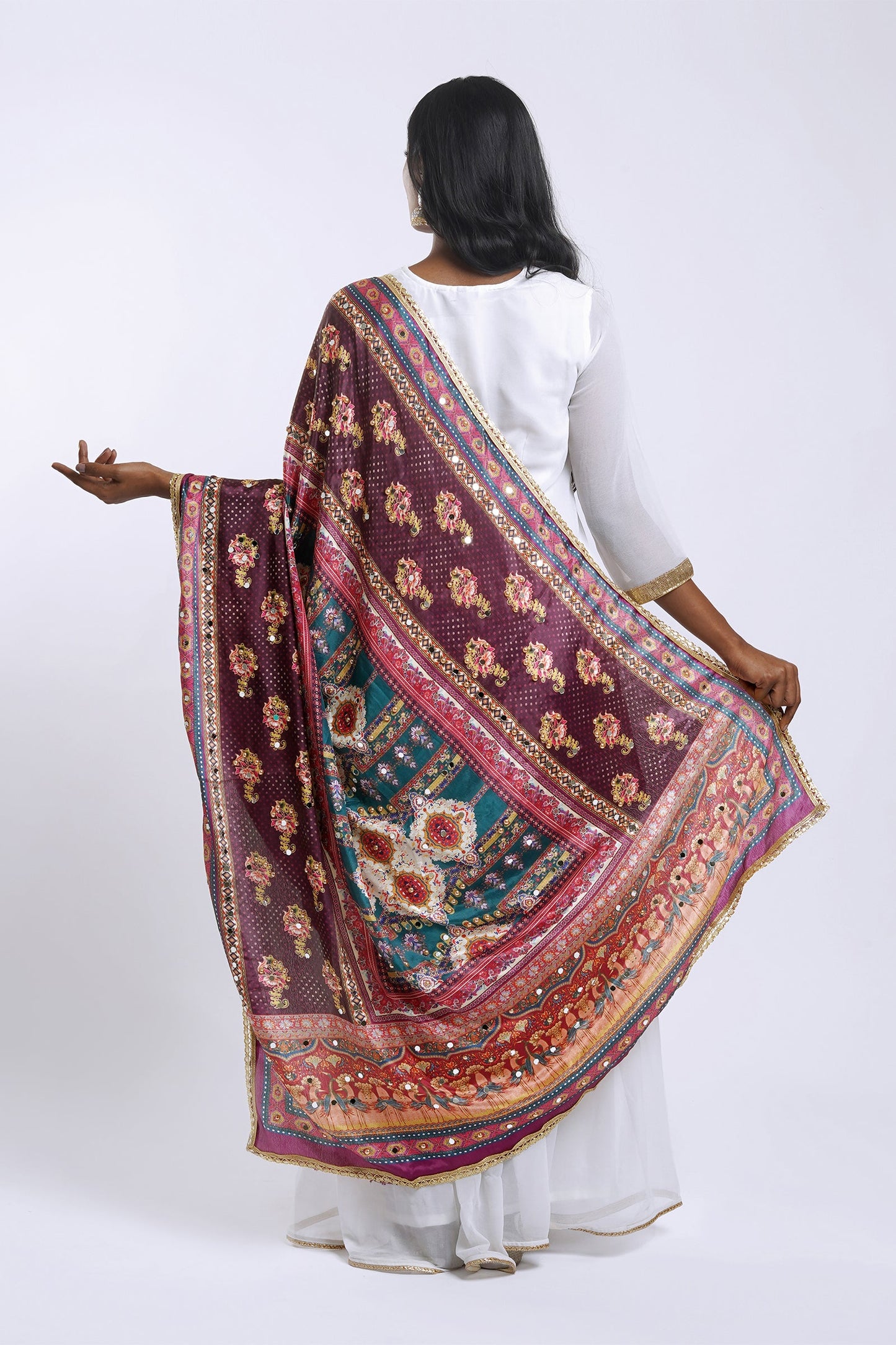 Teejh Aabhaara Embellished Printed Dupatta