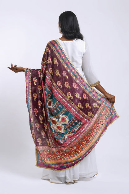 Teejh Aabhaara Embellished Printed Dupatta