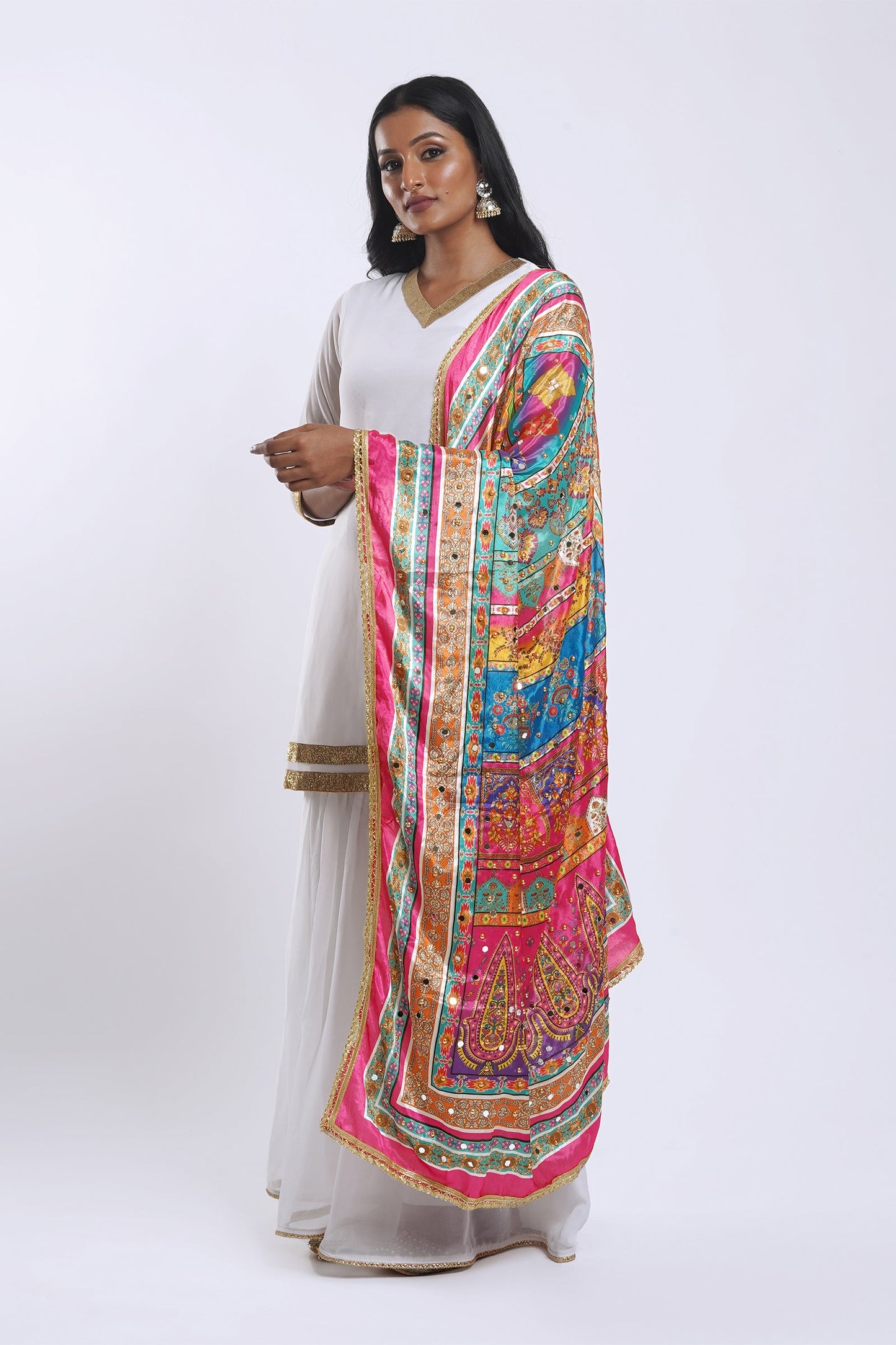 Teejh Saanjh Embellished Printed Dupatta