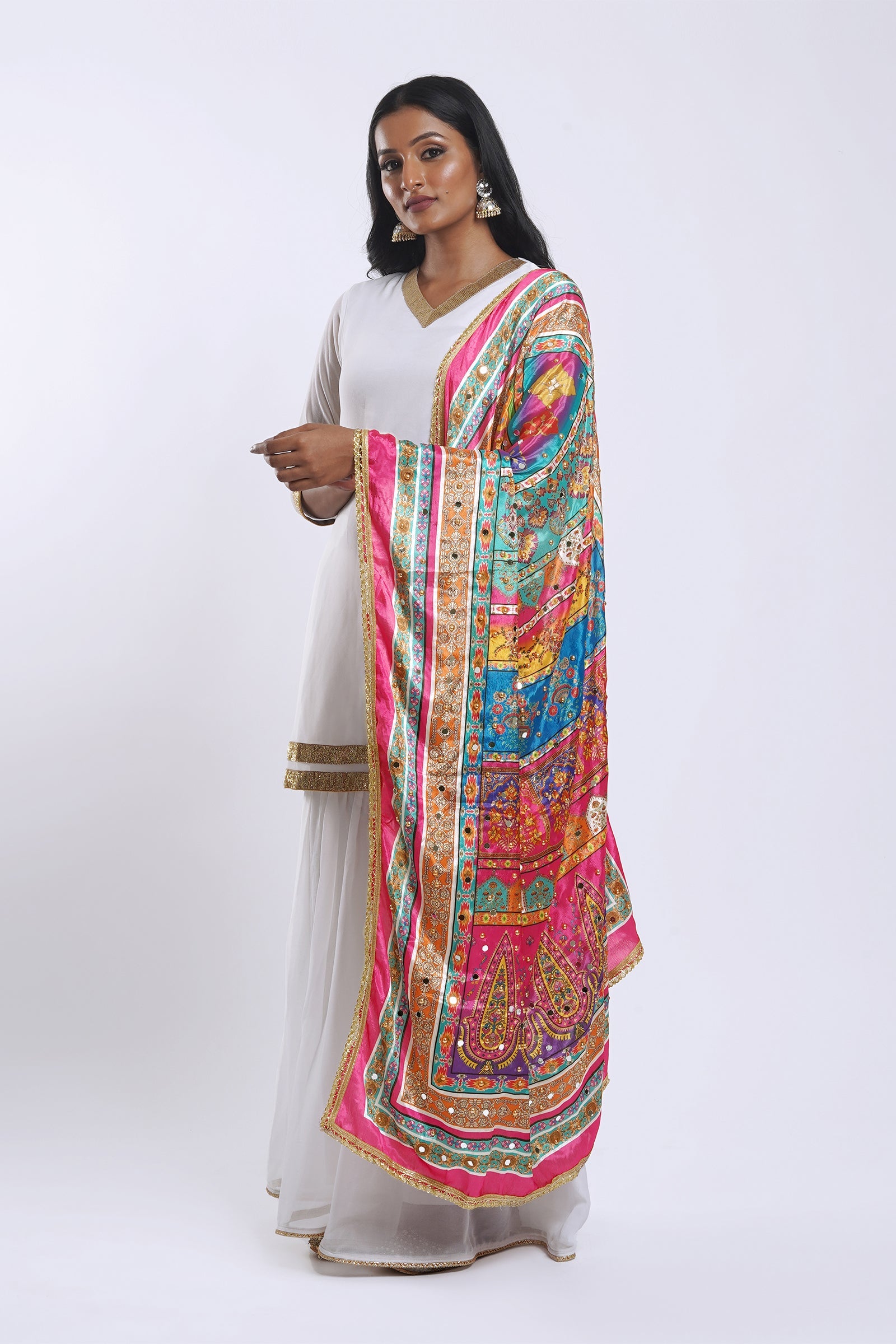 Teejh Saanjh Embellished Printed Dupatta