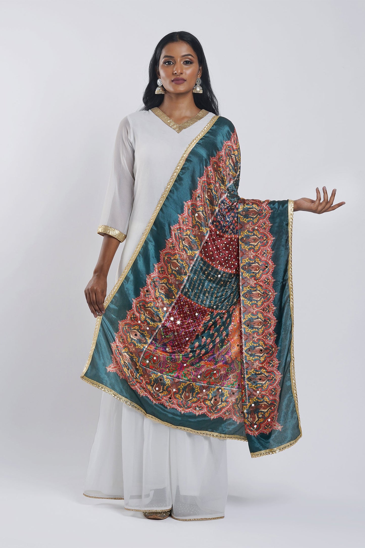 Teejh Varsha Embellished Printed Dupatta