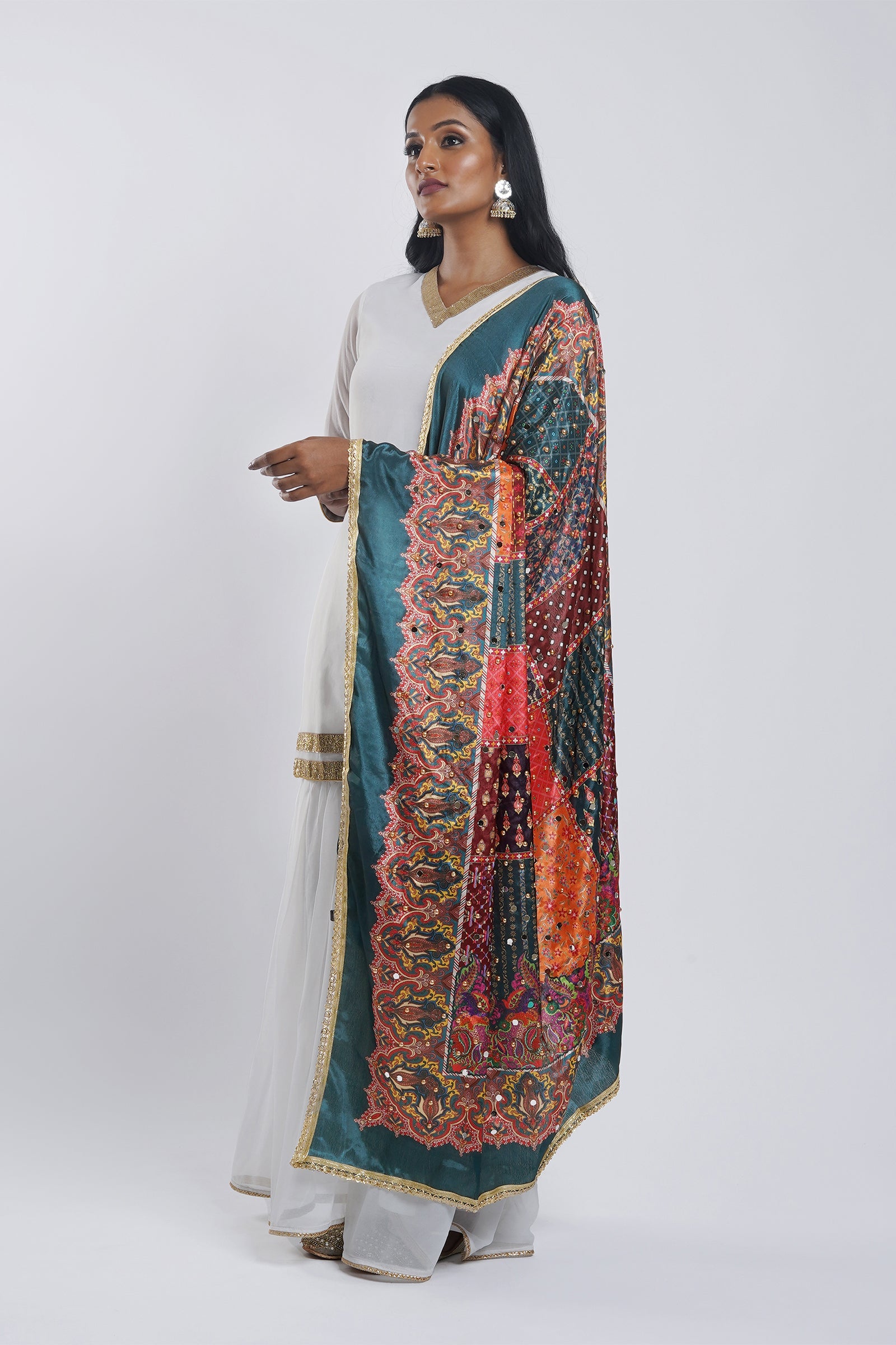 Teejh Varsha Embellished Printed Dupatta