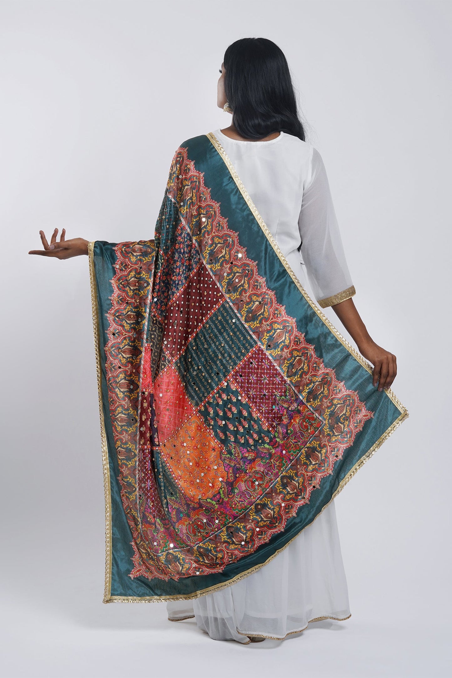Teejh Varsha Embellished Printed Dupatta