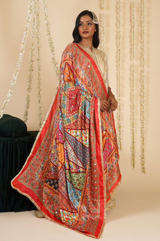 Teejh Raaga Embellished Printed Dupatta