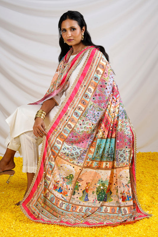 Teejh Begum Embellished Printed Dupatta
