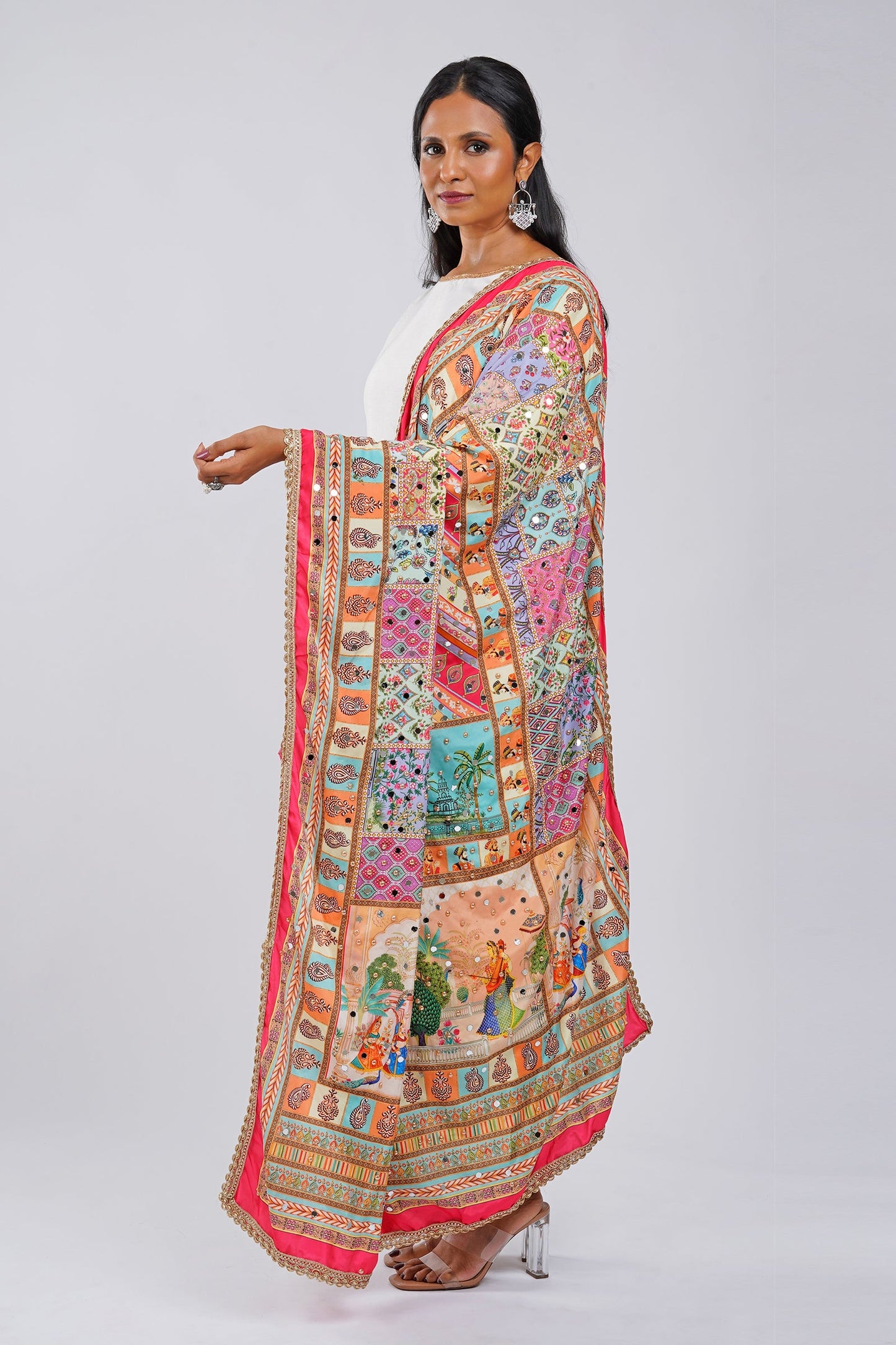 Teejh Begum Embellished Printed Dupatta