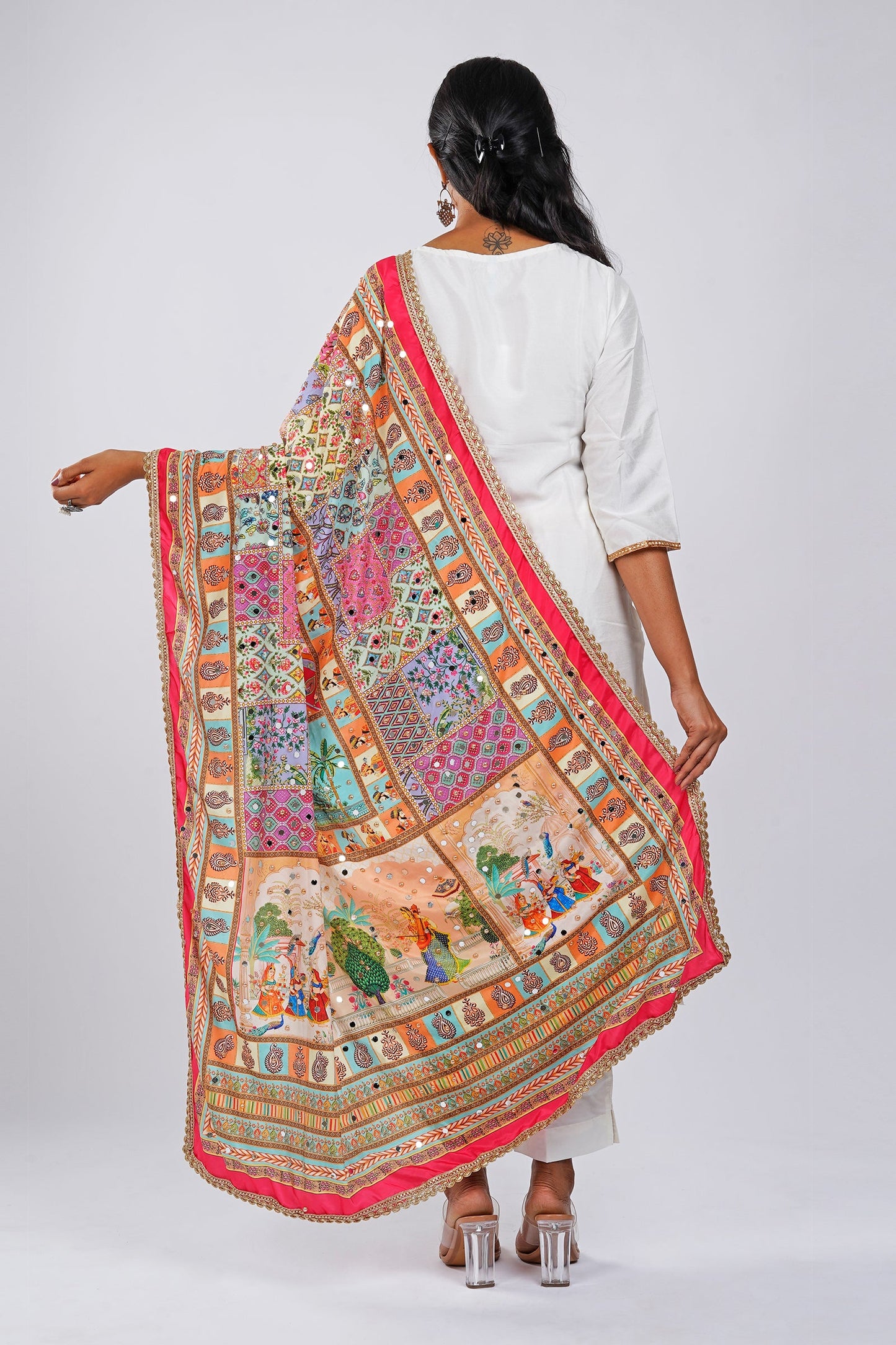 Teejh Begum Embellished Printed Dupatta