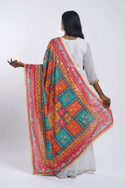 Teejh Swarnim Embellished Printed Dupatta