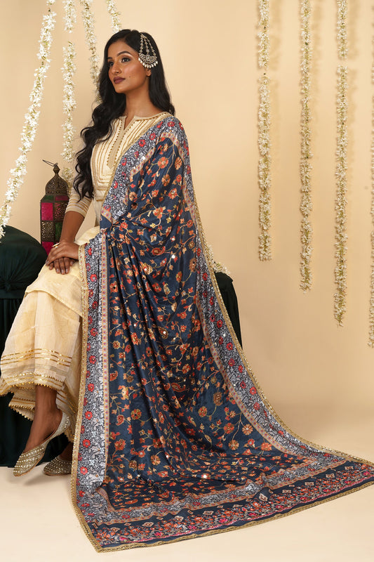 Teejh Amrapali Embellished Printed Dupatta