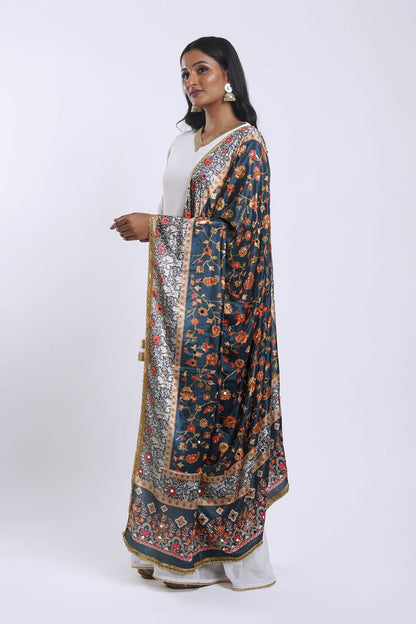Teejh Amrapali Embellished Printed Dupatta