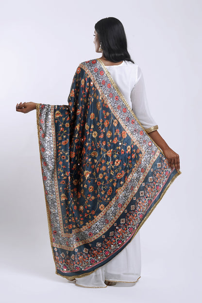 Teejh Amrapali Embellished Printed Dupatta