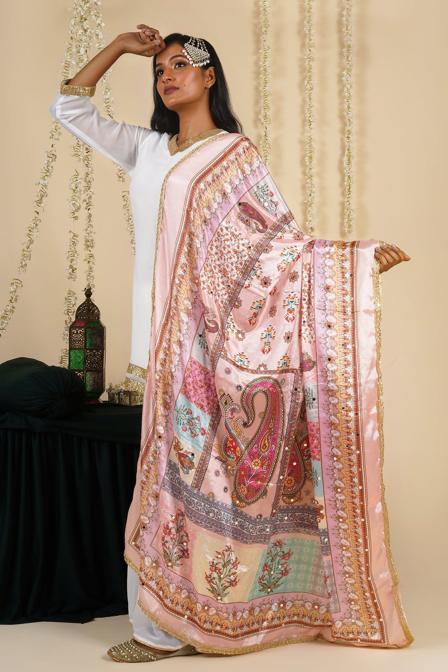 Teejh Hiraeth Embellished Printed Dupatta