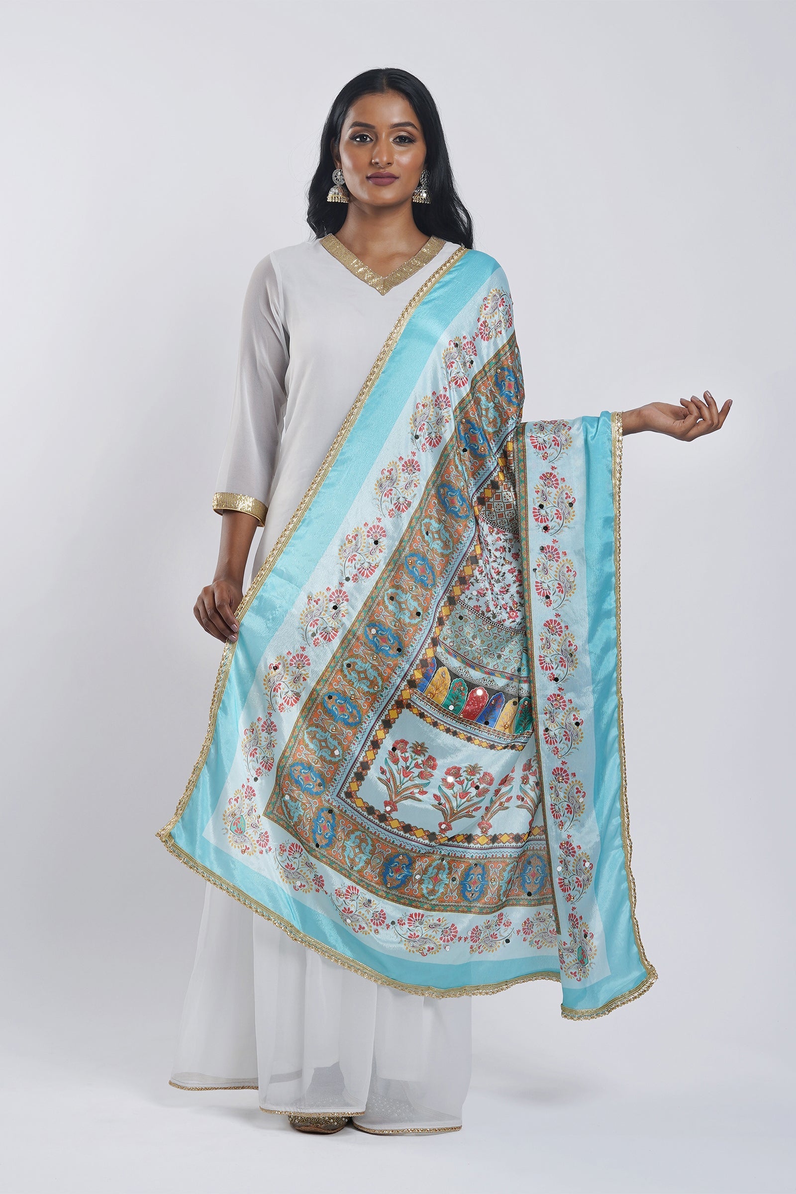 Teejh Mahima Embellished Printed Dupatta
