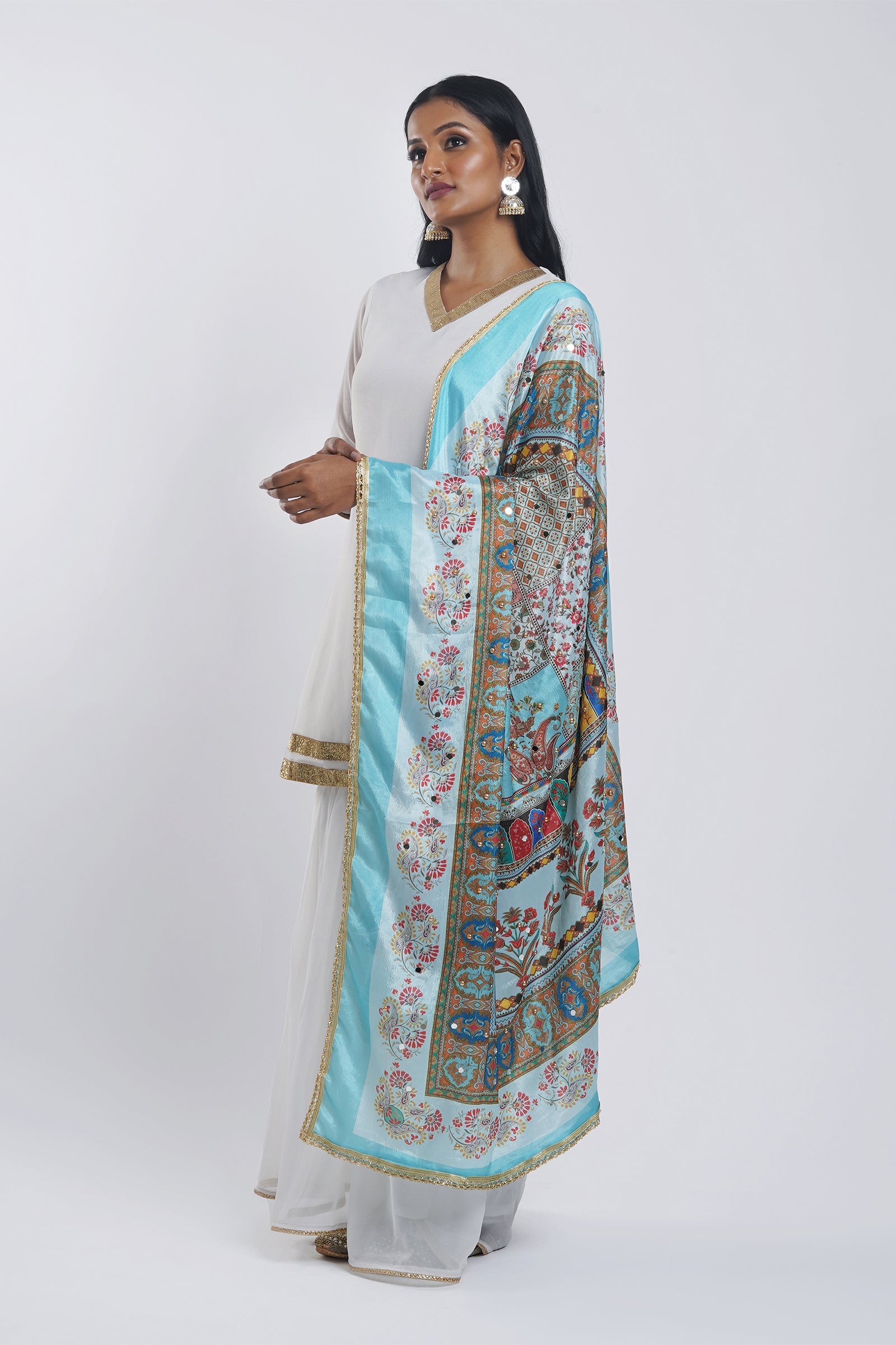 Teejh Mahima Embellished Printed Dupatta