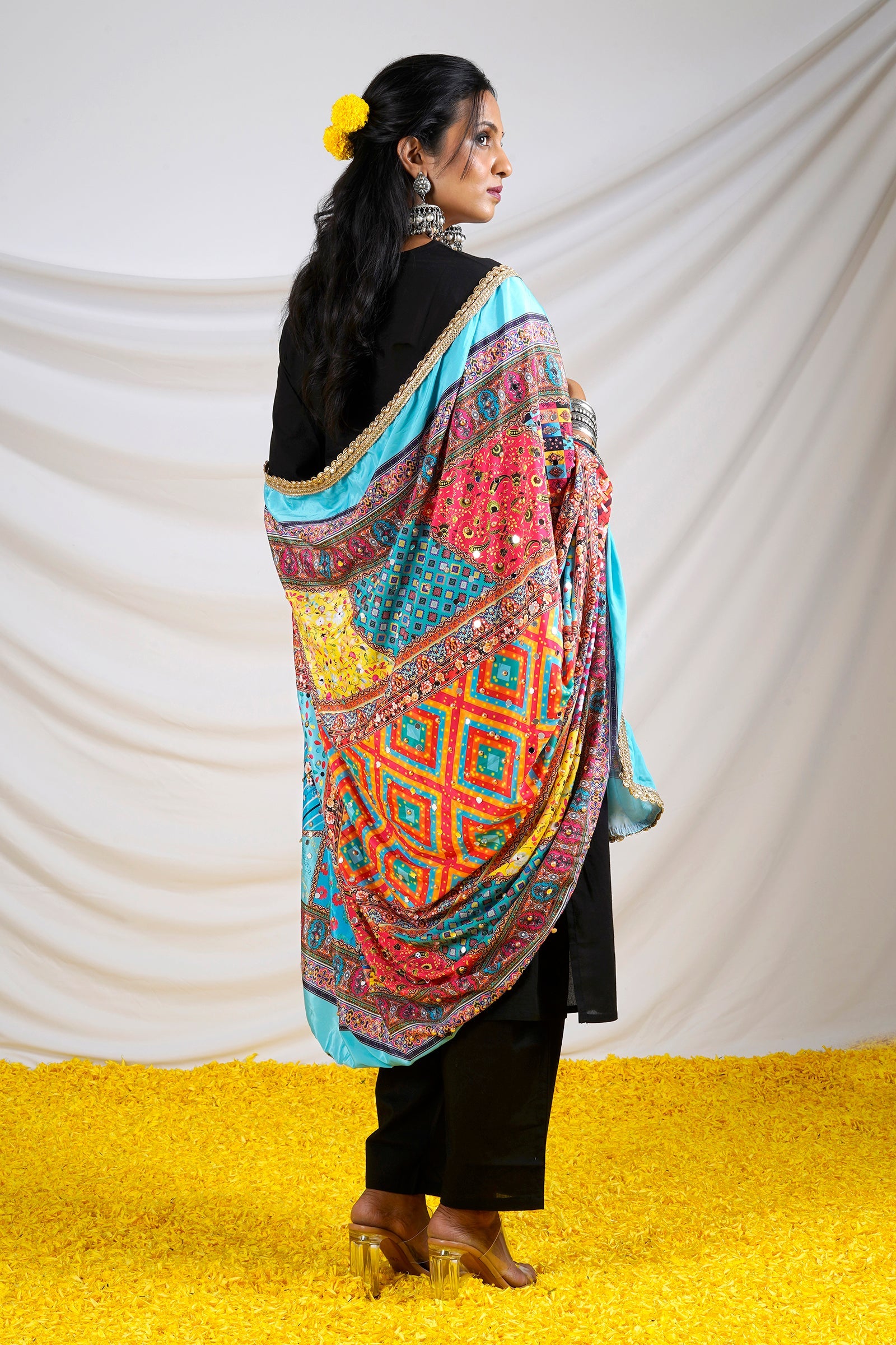 Teejh Rangila-Re Embellished Printed Dupatta