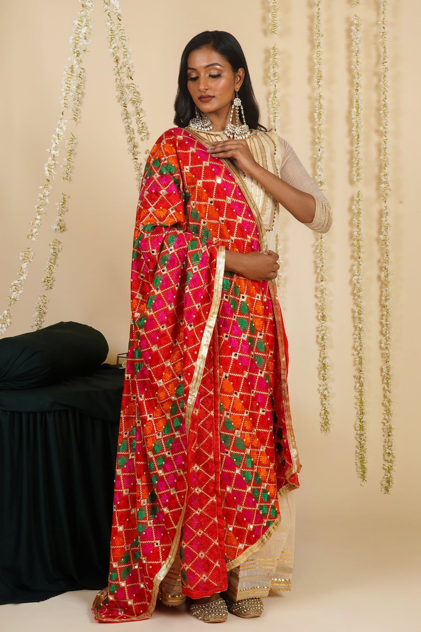 Teejh Neeladri Phulkari Dupatta