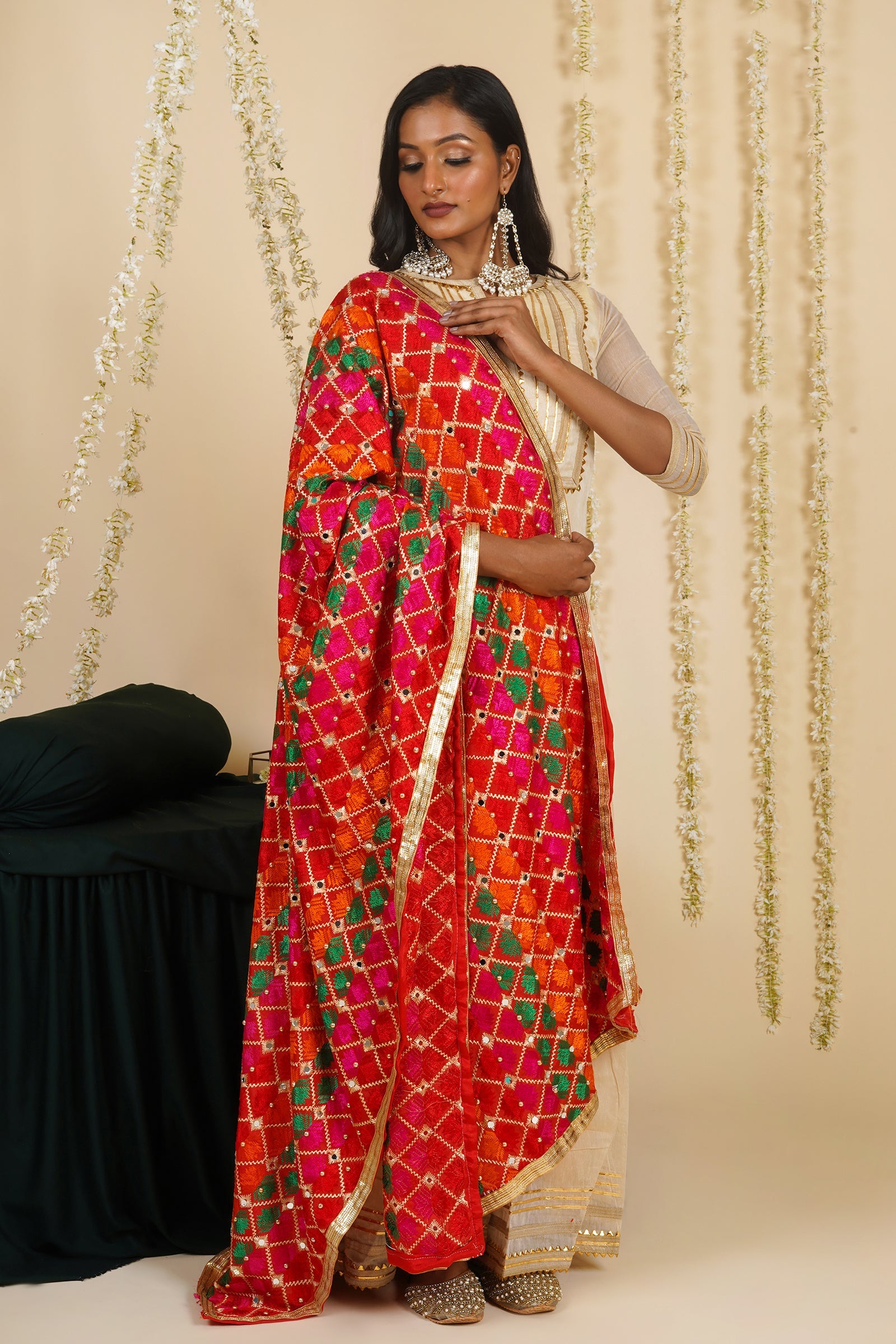Teejh Neeladri Phulkari Dupatta