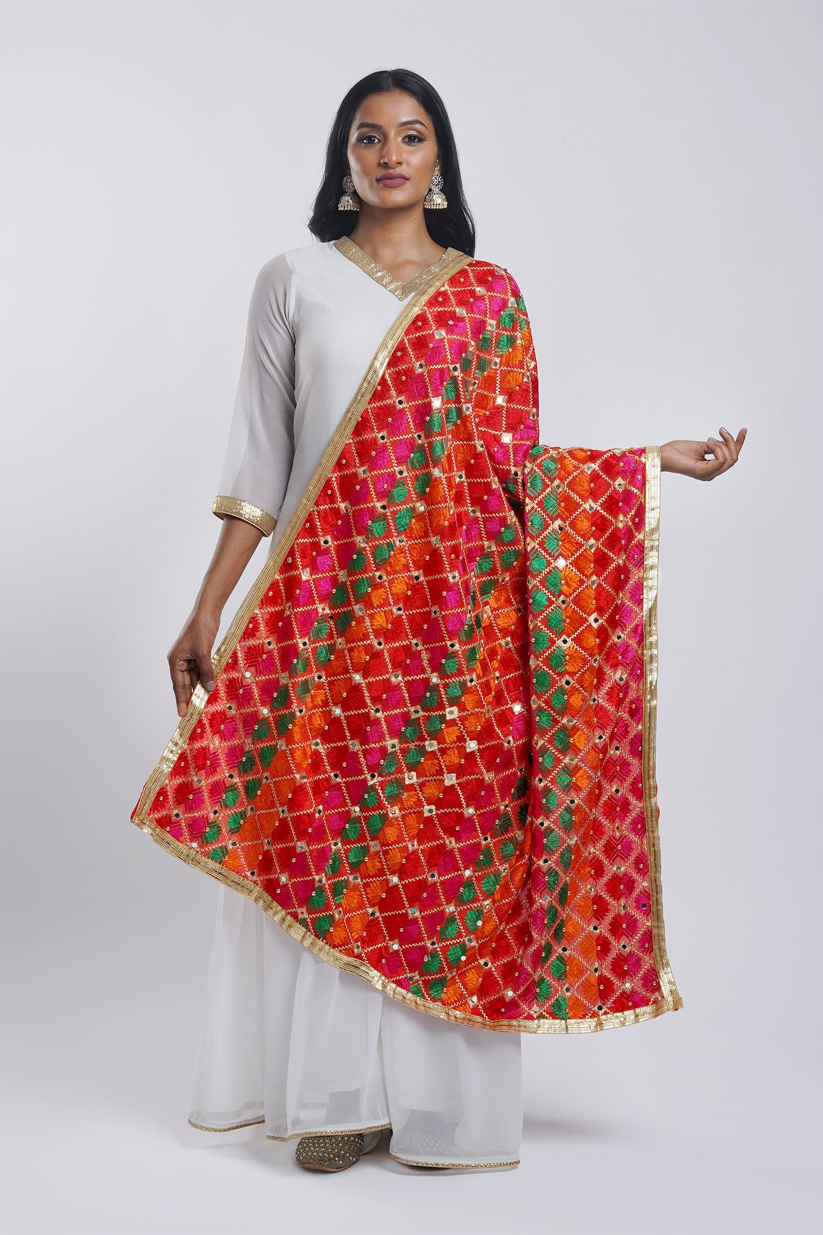 Teejh Neeladri Phulkari Dupatta