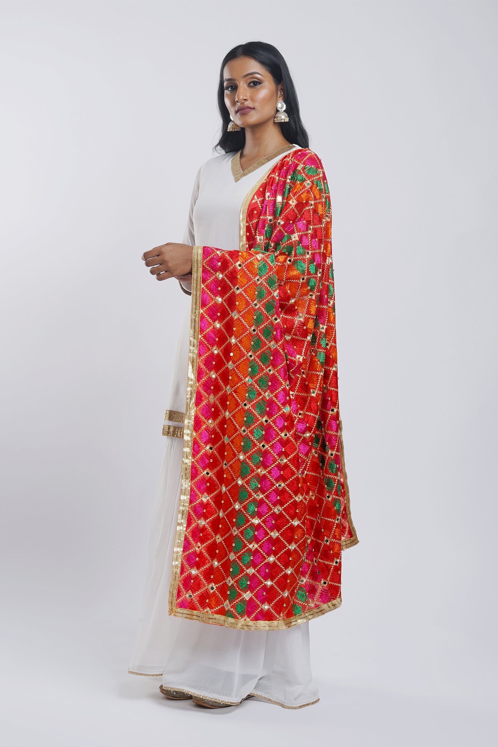 Teejh Neeladri Phulkari Dupatta