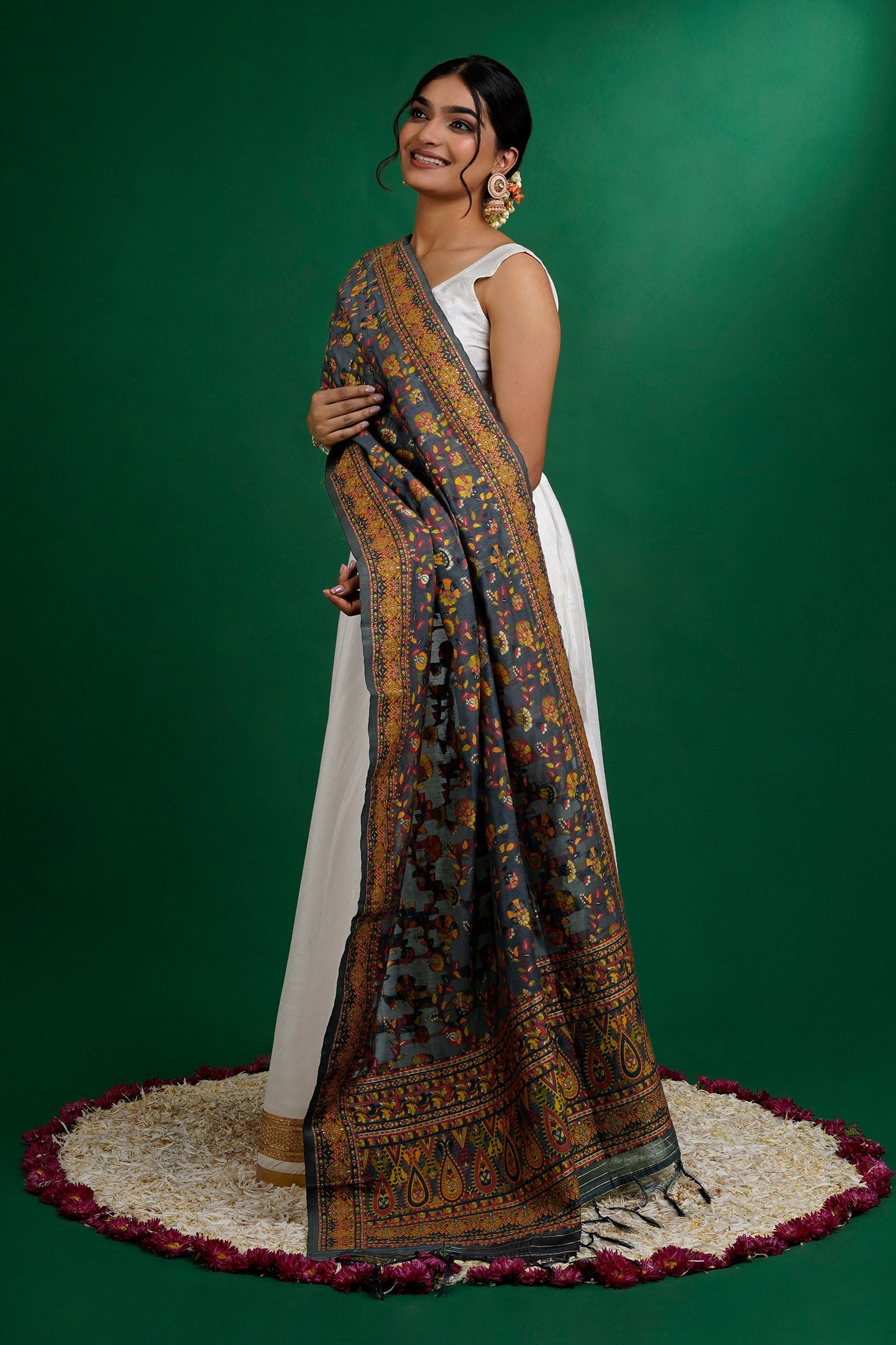 Teejh Baruni Grey Banarasi Dupatta