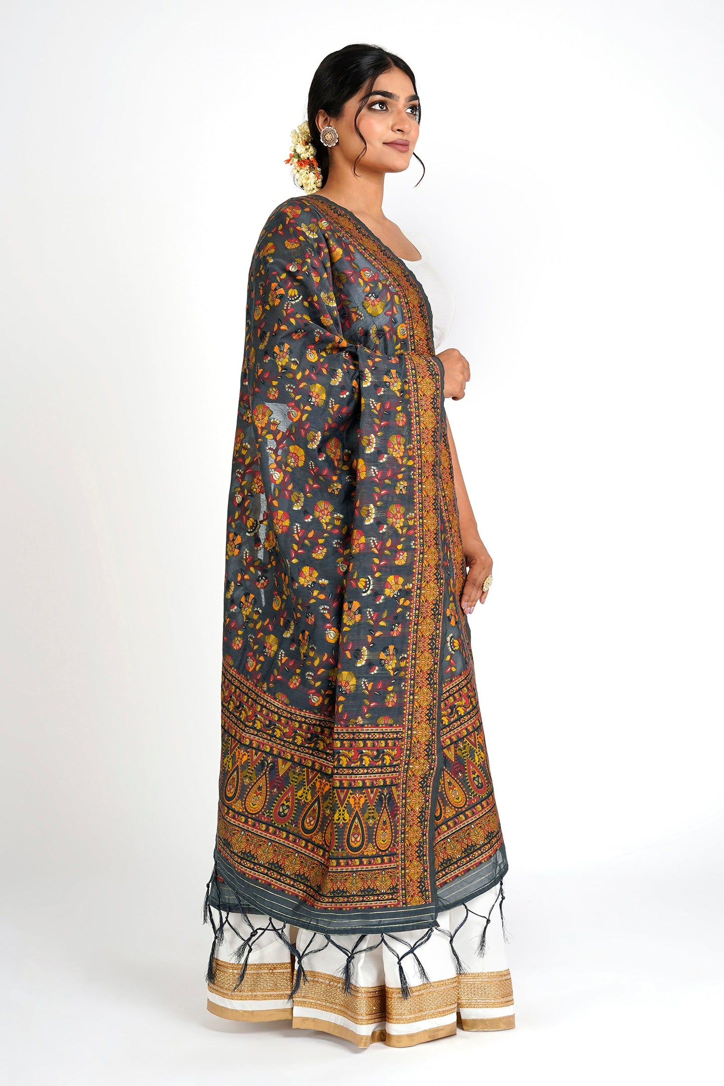 Teejh Baruni Grey Banarasi Dupatta