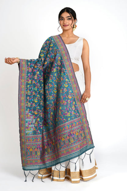 Teejh Bhagyawati Blue Banarasi Dupatta