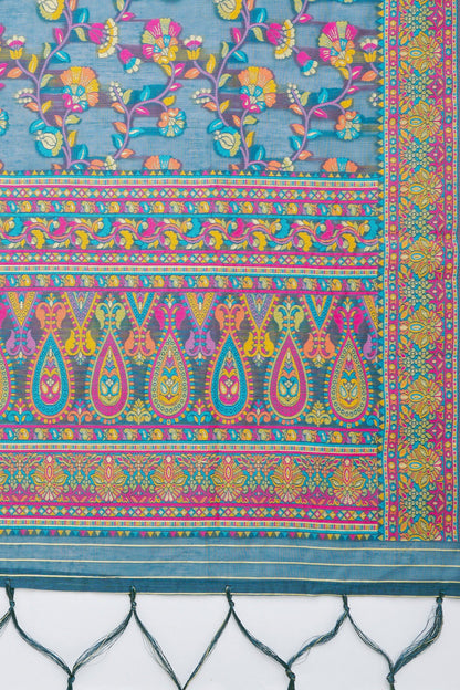 Teejh Bhagyawati Blue Banarasi Dupatta
