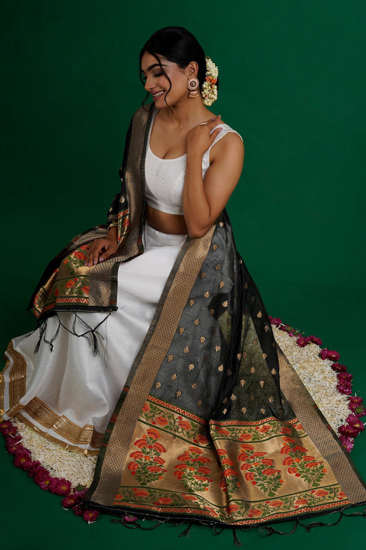 Teejh Champakali Black Banarasi Dupatta