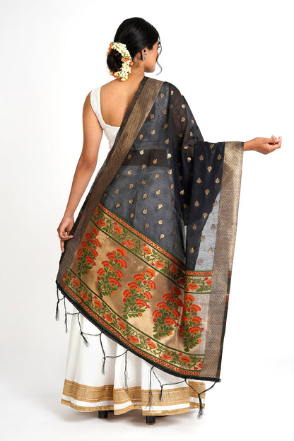 Teejh Champakali Black Banarasi Dupatta