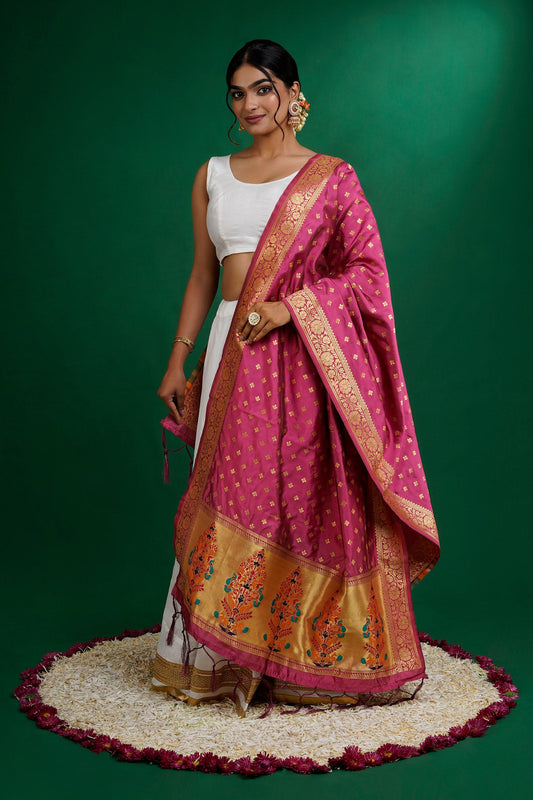 Teejh Chandra Pink Banarasi Dupatta