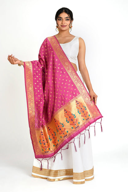 Teejh Chandra Pink Banarasi Dupatta