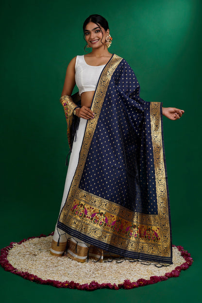 Teejh Chandira Blue Banarasi Dupatta