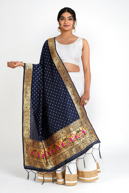 Teejh Chandira Blue Banarasi Dupatta