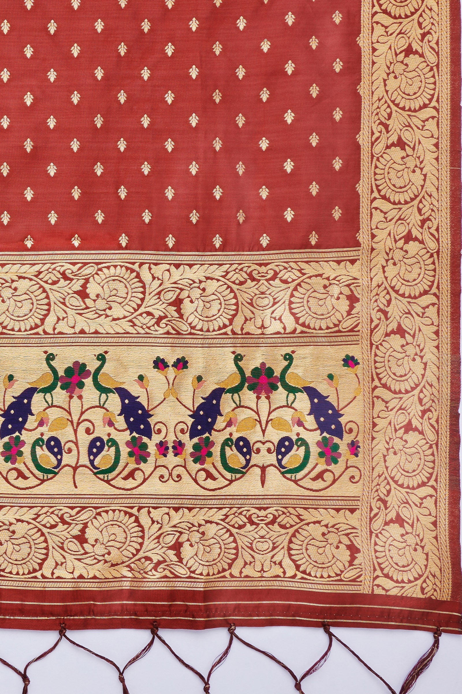 Teejh Chandira Burgundy Banarasi Dupatta