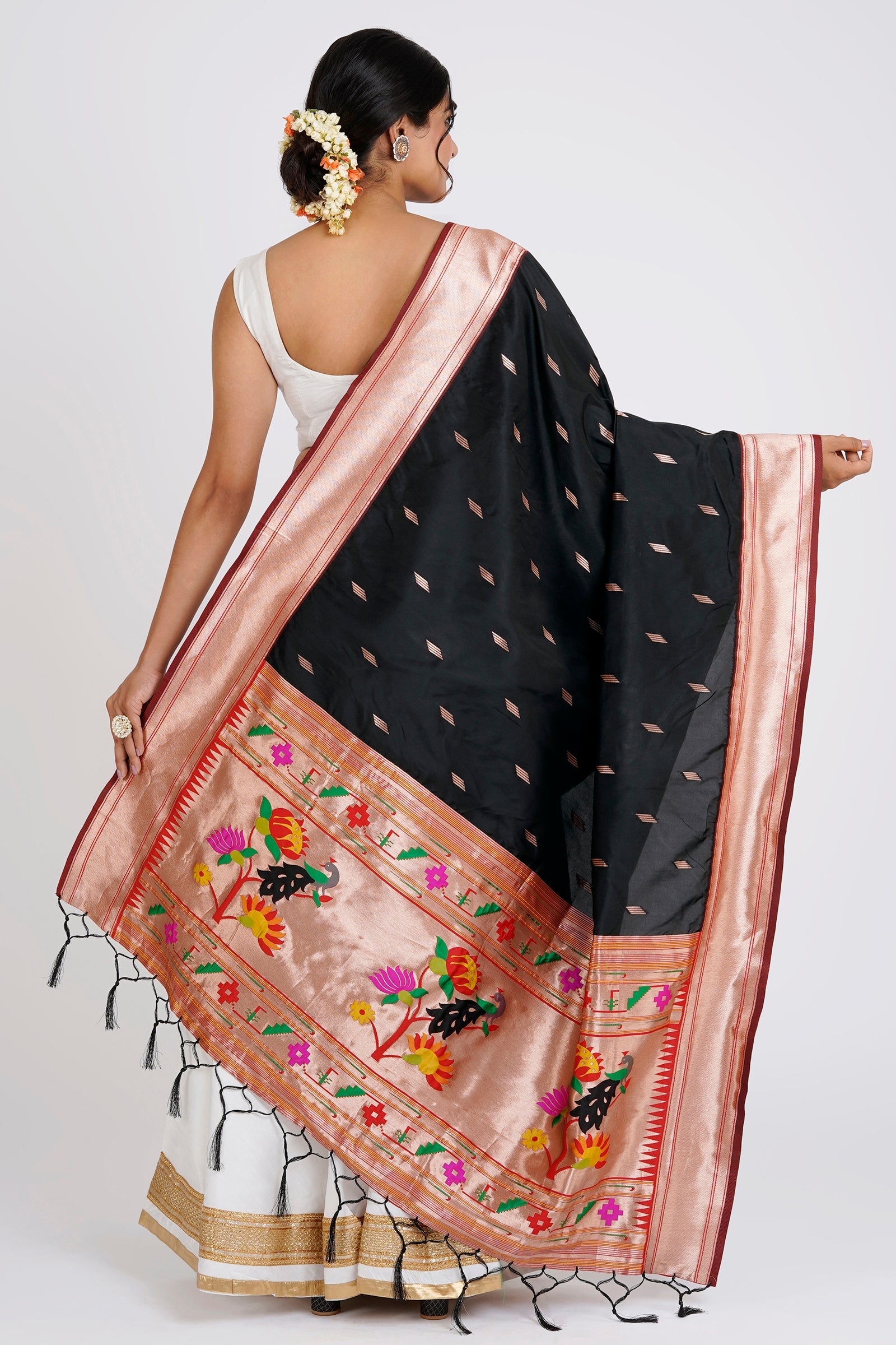 Teejh Chandrabhaga Black Banarasi Dupatta