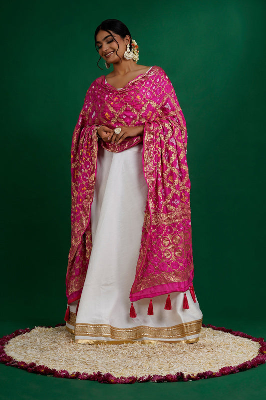 Teejh Chetna Pink Banarasi Dupatta