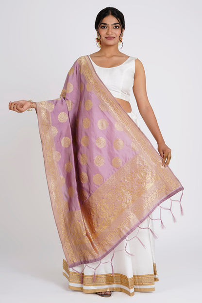 Teejh Devi Mauve Banarasi Dupatta