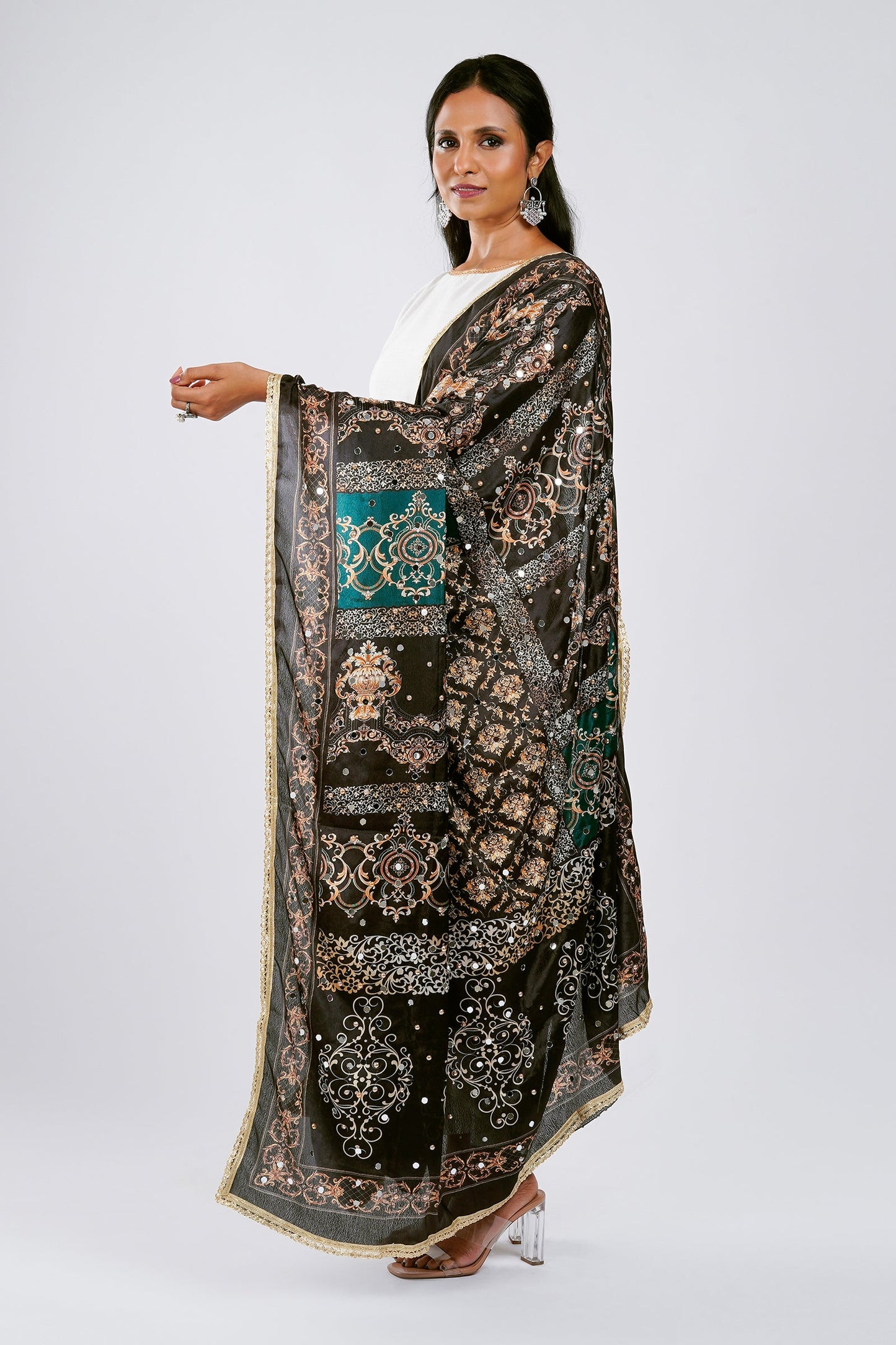 Teejh Saibo Embellished Printed Dupatta