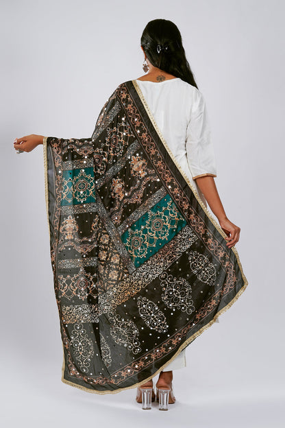 Teejh Saibo Embellished Printed Dupatta