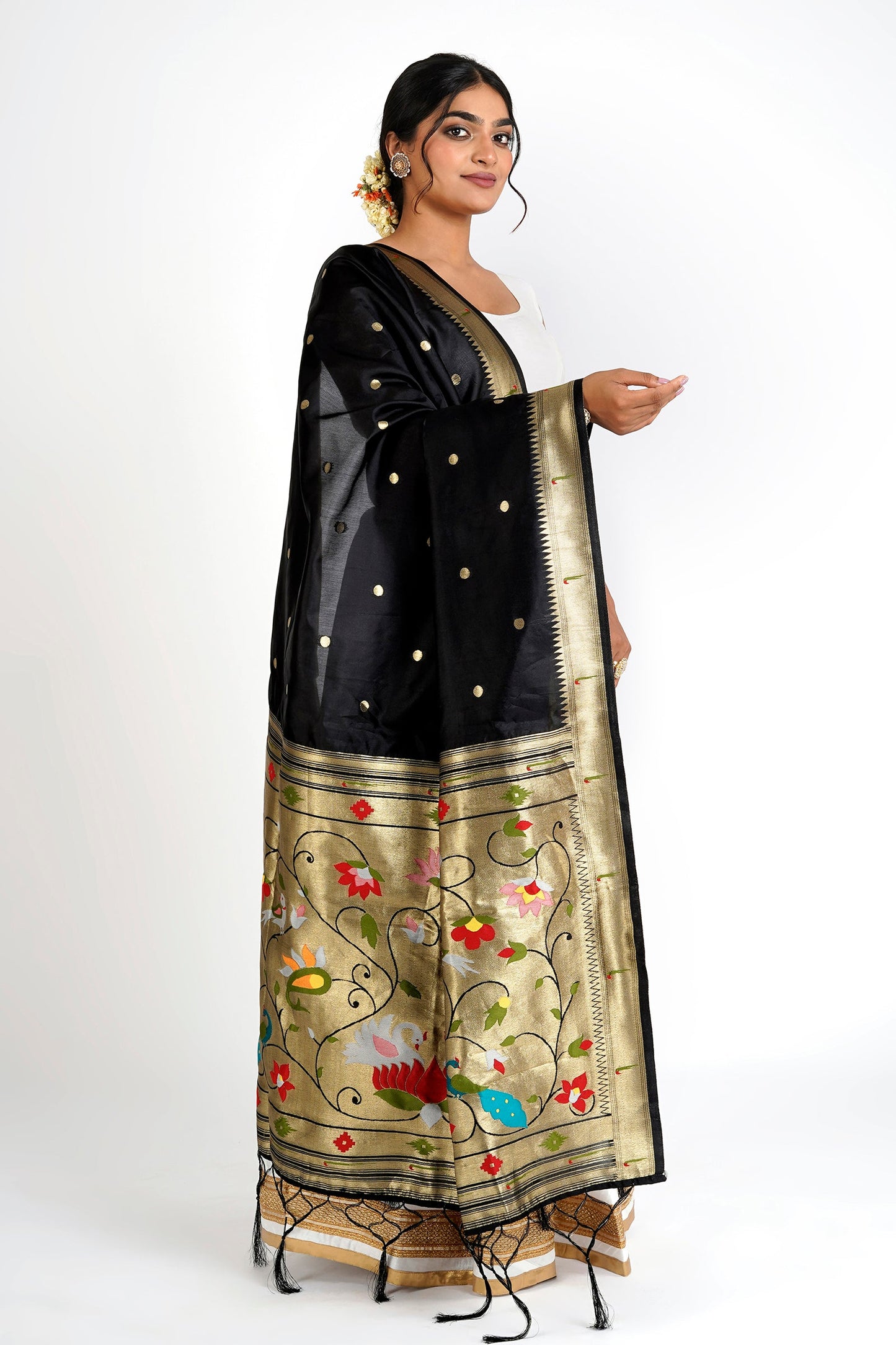 Teejh Durga Black Banarasi Dupatta