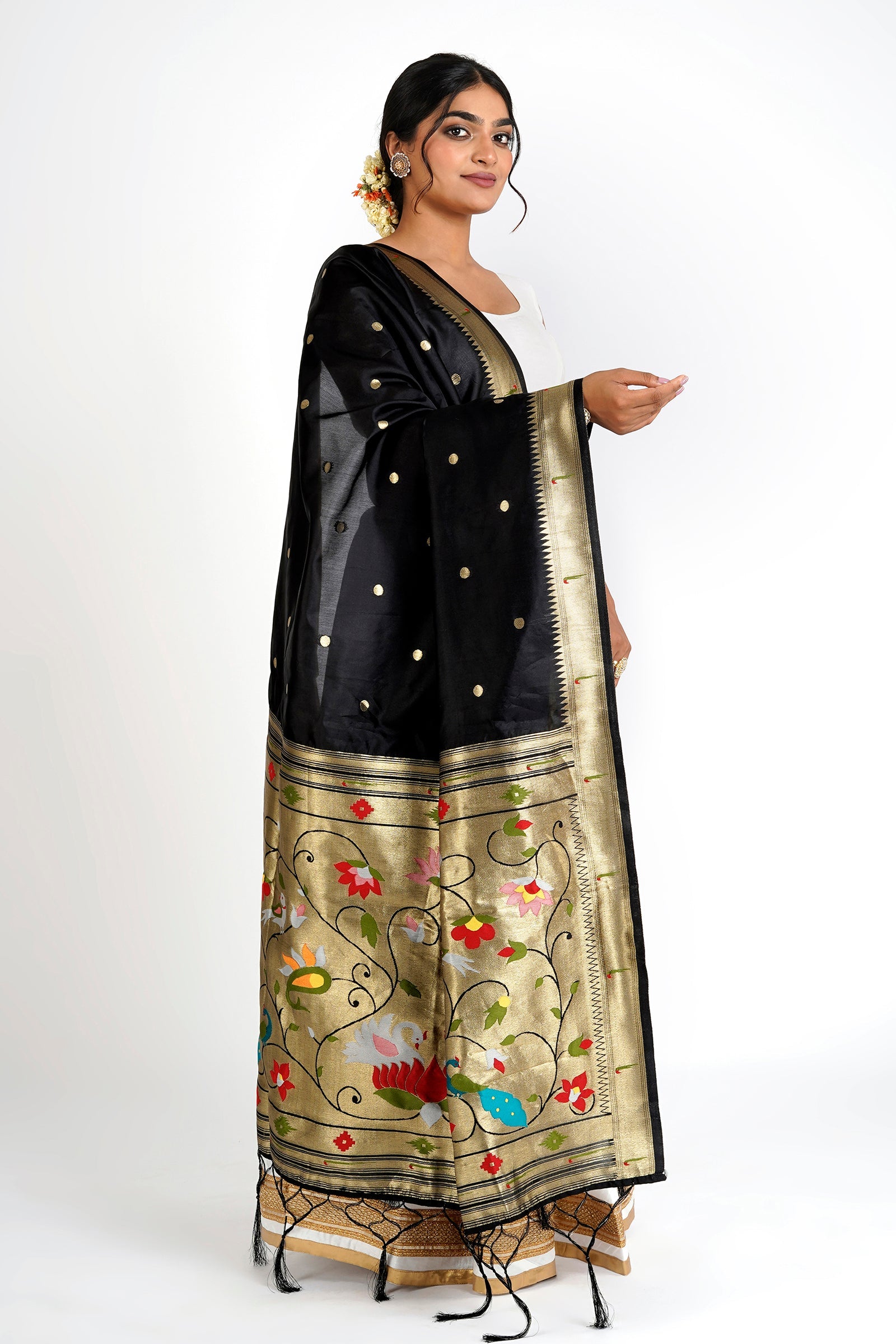 Teejh Durga Black Banarasi Dupatta