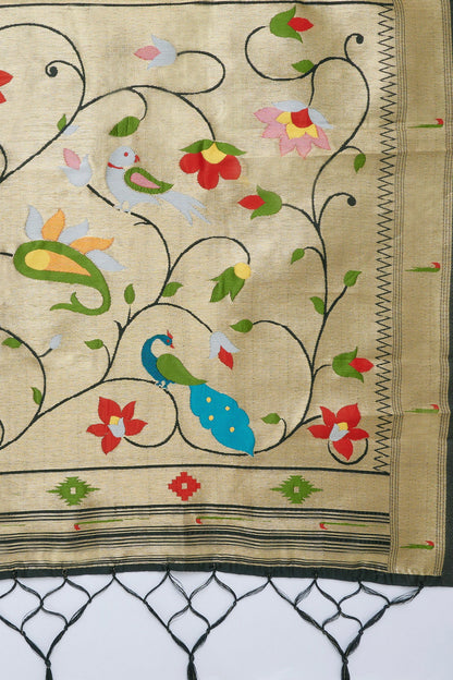 Teejh Durga Black Banarasi Dupatta