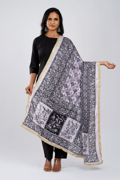 Teejh Raat-Rani Embellished Printed Dupatta