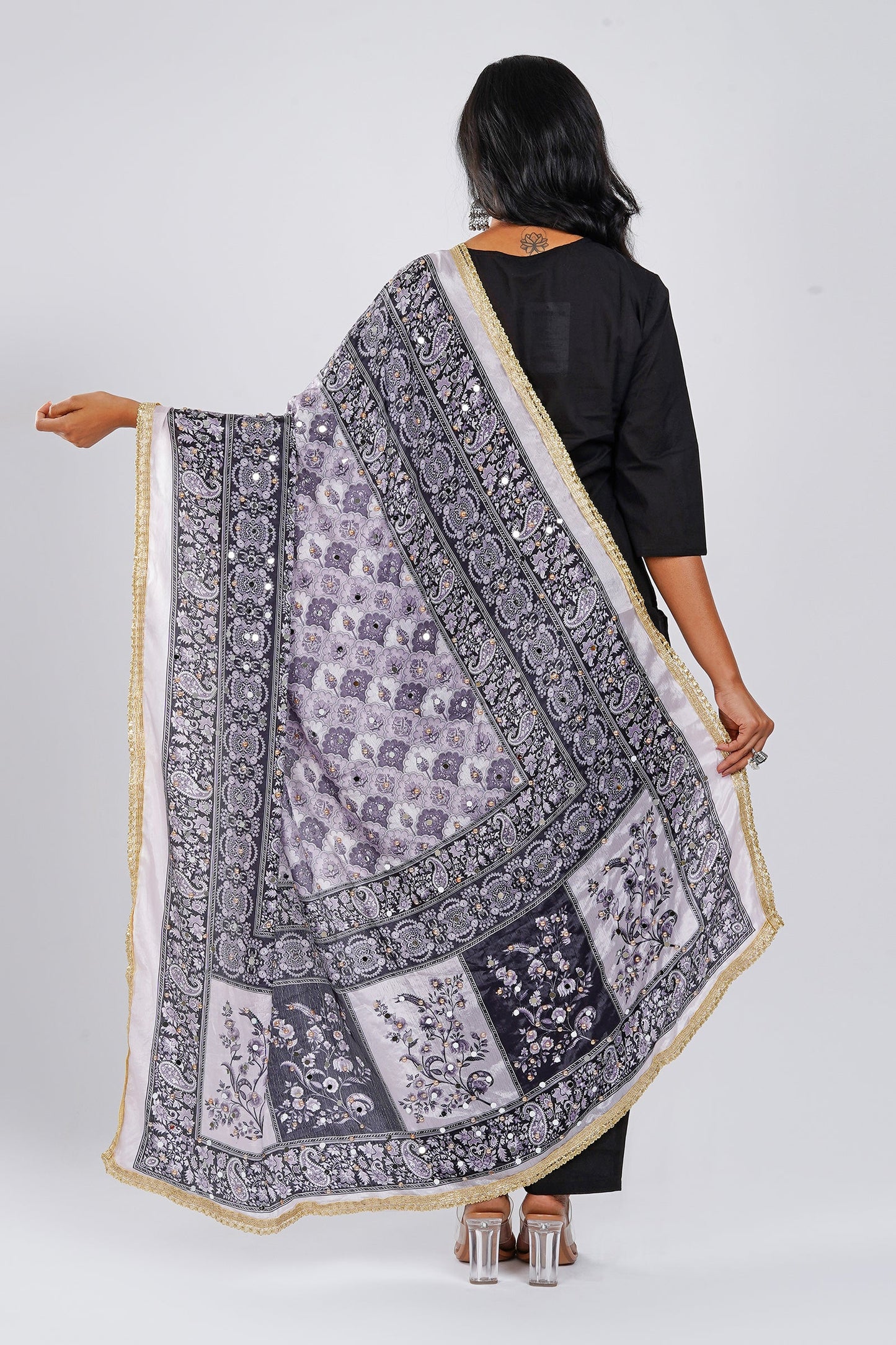 Teejh Raat-Rani Embellished Printed Dupatta