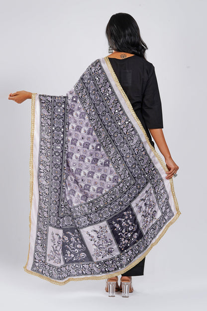 Teejh Raat-Rani Embellished Printed Dupatta
