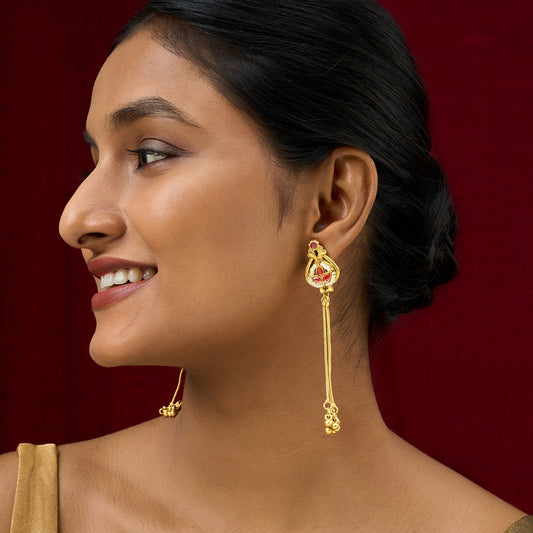 Teejh Aureya Red Stone Gold Danglers