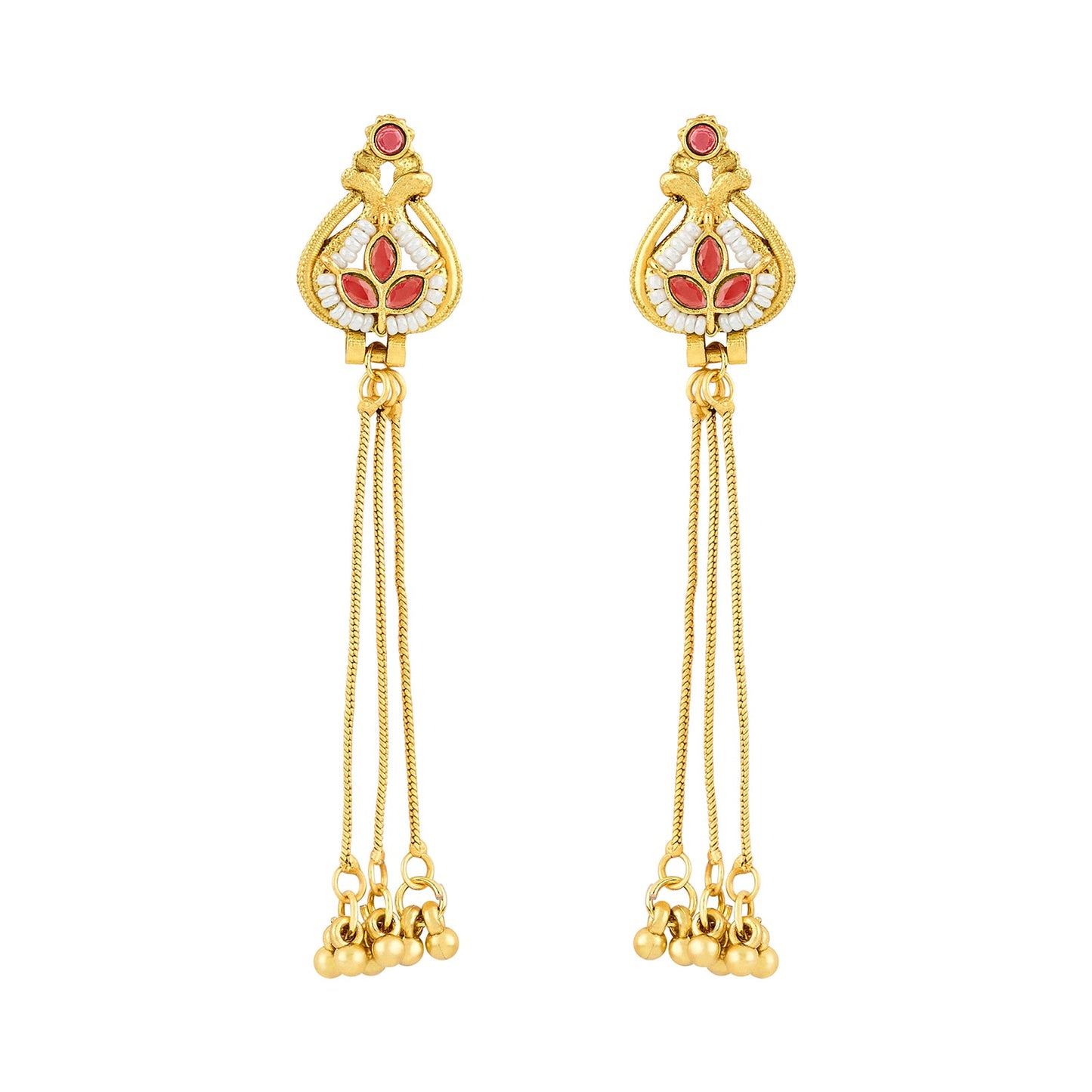 Teejh Aureya Red Stone Gold Danglers