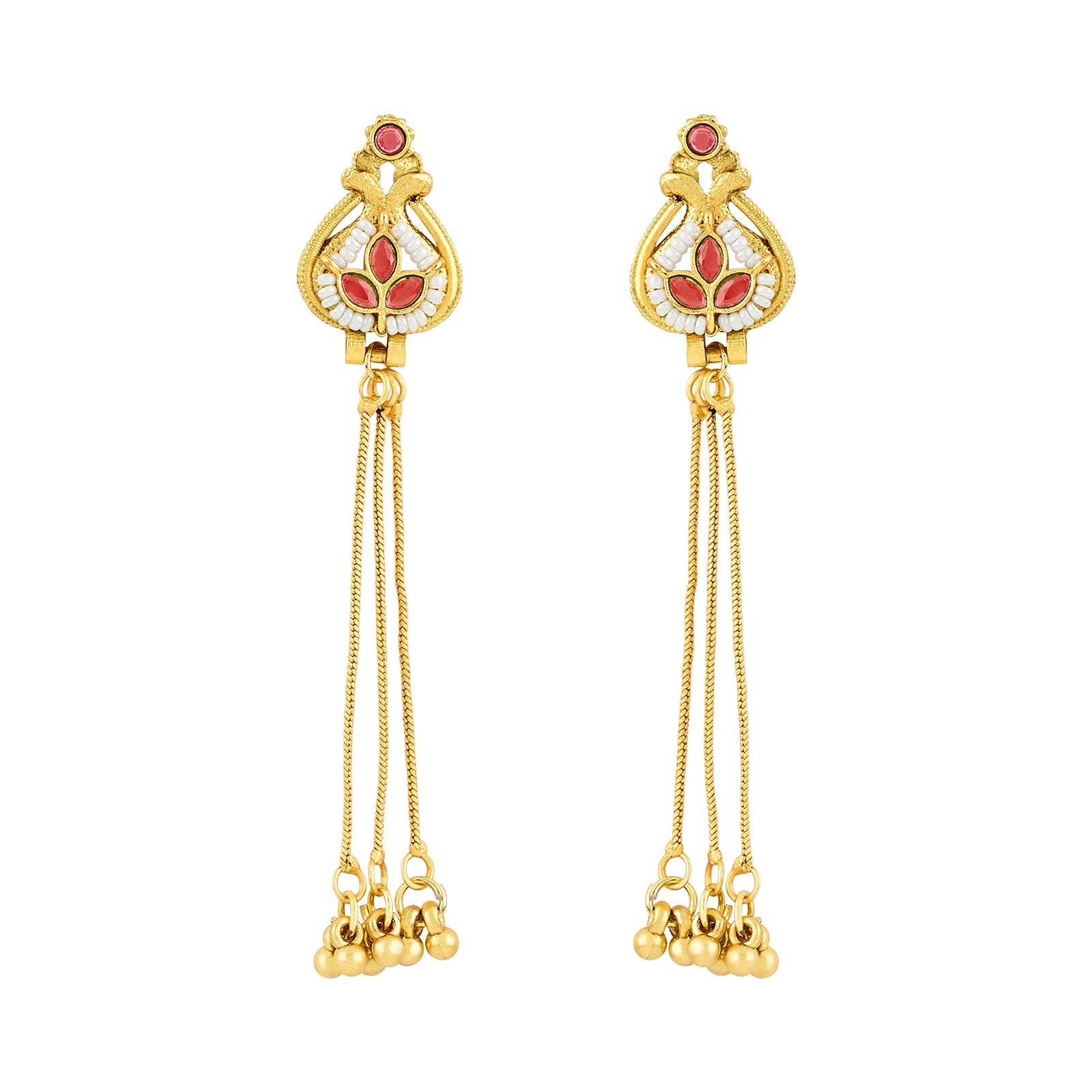Teejh Aureya Red Stone Gold Danglers