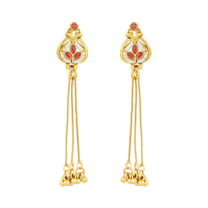 Teejh Aureya Red Stone Gold Danglers