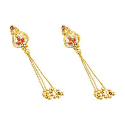 Teejh Aureya Red Stone Gold Danglers